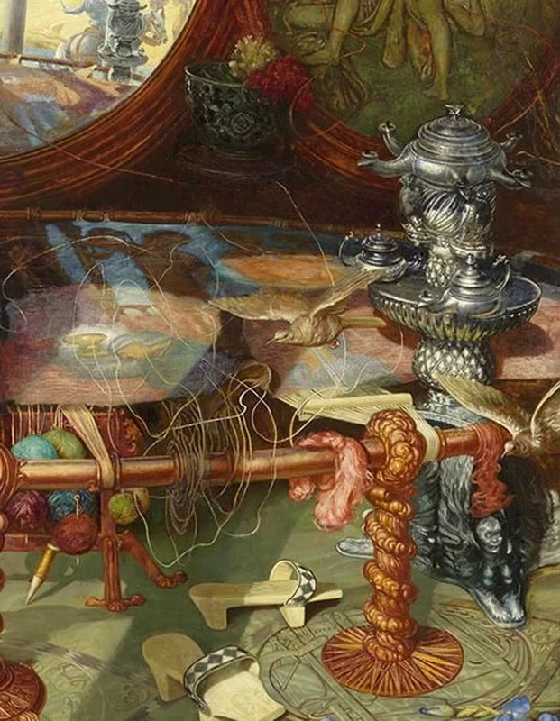 La Signora di Shalott - Wadsworth Atheneum, Hartford, dettaglio